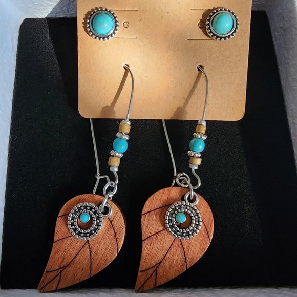 2 pr Fashion Faux Turquoise Earrings - Picture 1 of 7